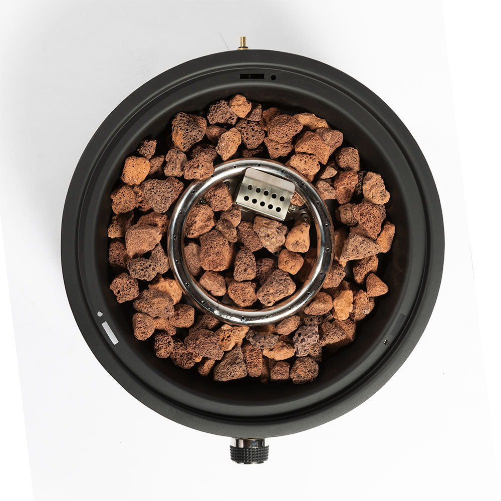 15'' Round Camping fire Pit with Lcokable Cover Lid as Portable Handle, 40,000 BTU Round Tabletop Propane/Natural Gas Fire Pit, Black