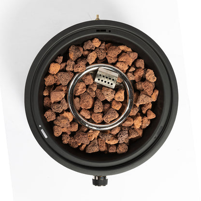 15'' Round Camping fire Pit with Lcokable Cover Lid as Portable Handle, 40,000 BTU Round Tabletop Propane/Natural Gas Fire Pit, Black
