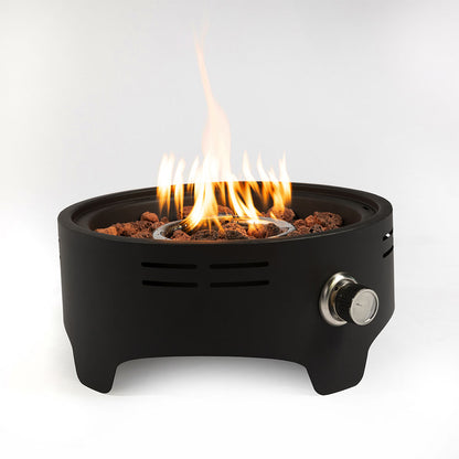 15'' Round Camping fire Pit with Lcokable Cover Lid as Portable Handle, 40,000 BTU Round Tabletop Propane/Natural Gas Fire Pit, Black