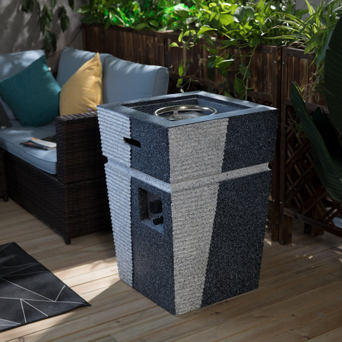 20'' Column Concrete Propane/Natural Gas Fire Pit, 40,000BTU