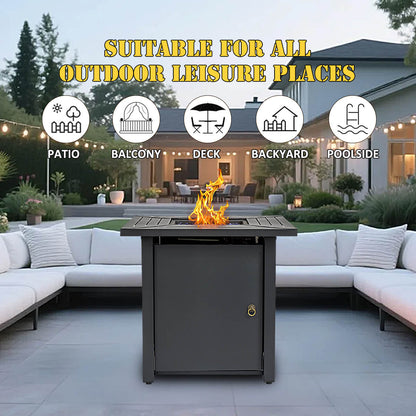 AJ Enjoy 30'' Square Propane/Natural Gas Fire Pit Table, Black