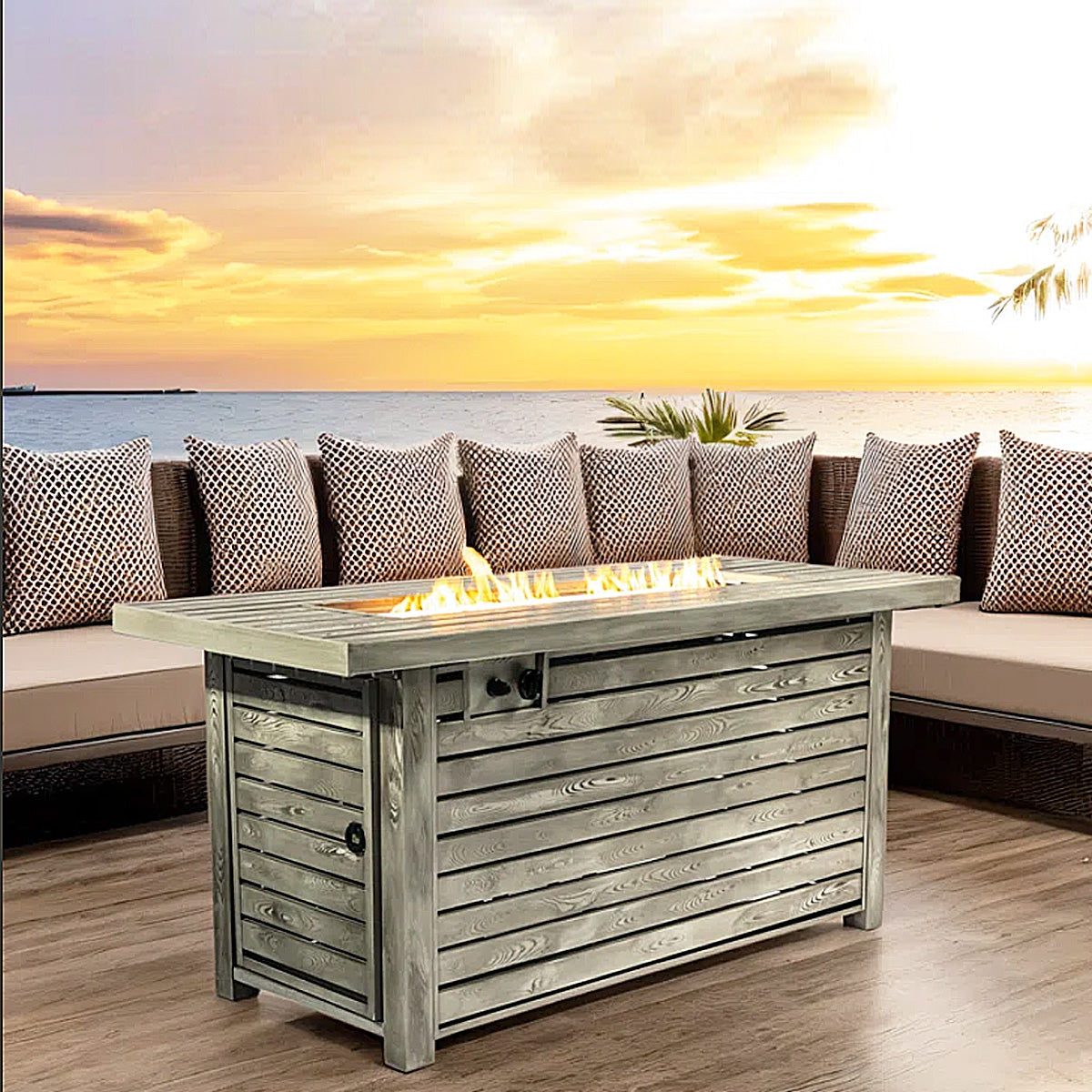AJ Enjoy 54'' Rectangular Propane/Natural Gas Fire Pit Table