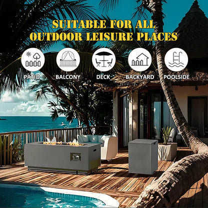 AJ Enjoy 42'' 2-Piece Rectangular Steel Propane/Natural Gas Fire Pit Table Set