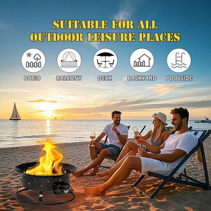 AJ Enjoy 19'' Round Propane Camping Fire Pit