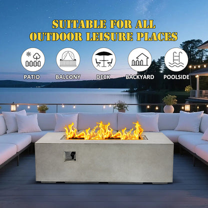 AJ Enjoy 70'' Rectangular Concrete Propane/Natural Gas Fire Pit Table