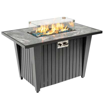 Stylish 42in Propane Fire Pit Table with Sleek Angled Legs | 50000BTU
