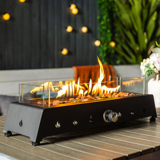 28'' Volcano Gas Tabletop Fireplace Outdoor Propane Fire Pit with Flame Guard and Quick Connector