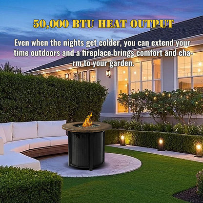AJ Enjoy 30'' Round Wicker Propane/Natural Gas Fire Pit Table, 2 Colors