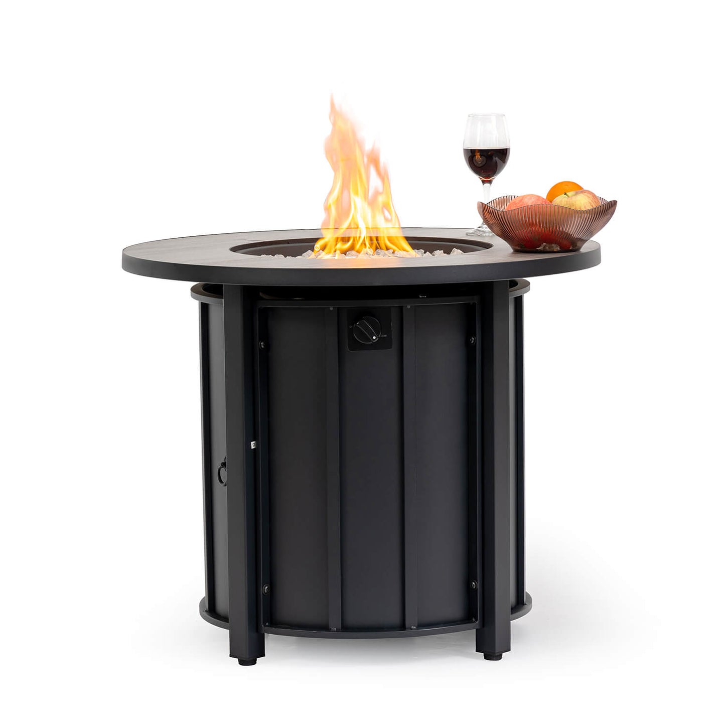 AJ Enjoy 30'' Round Propane/Natural Gas Fire Pit Table, Black