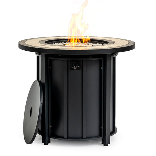 AJ Enjoy 30'' Round Propane/Natural Gas Fire Pit Table, Black