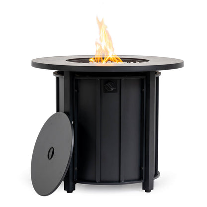 AJ Enjoy 30'' Round Propane/Natural Gas Fire Pit Table, Black
