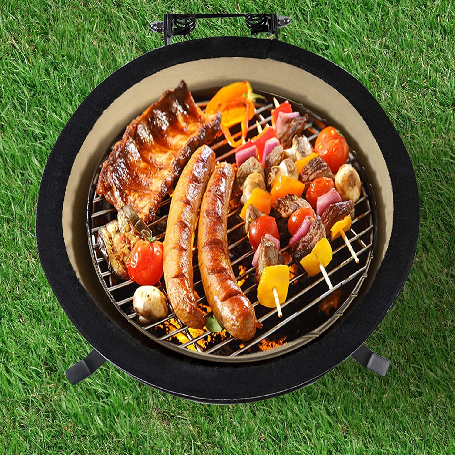 15 Inch Mini Kamado Grill Garden Ceramic Grills BBQ Smoker without Sid