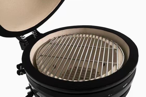 15 Inch Mini Kamado Grill Garden Ceramic Grills BBQ Smoker without Side Table-Matte black