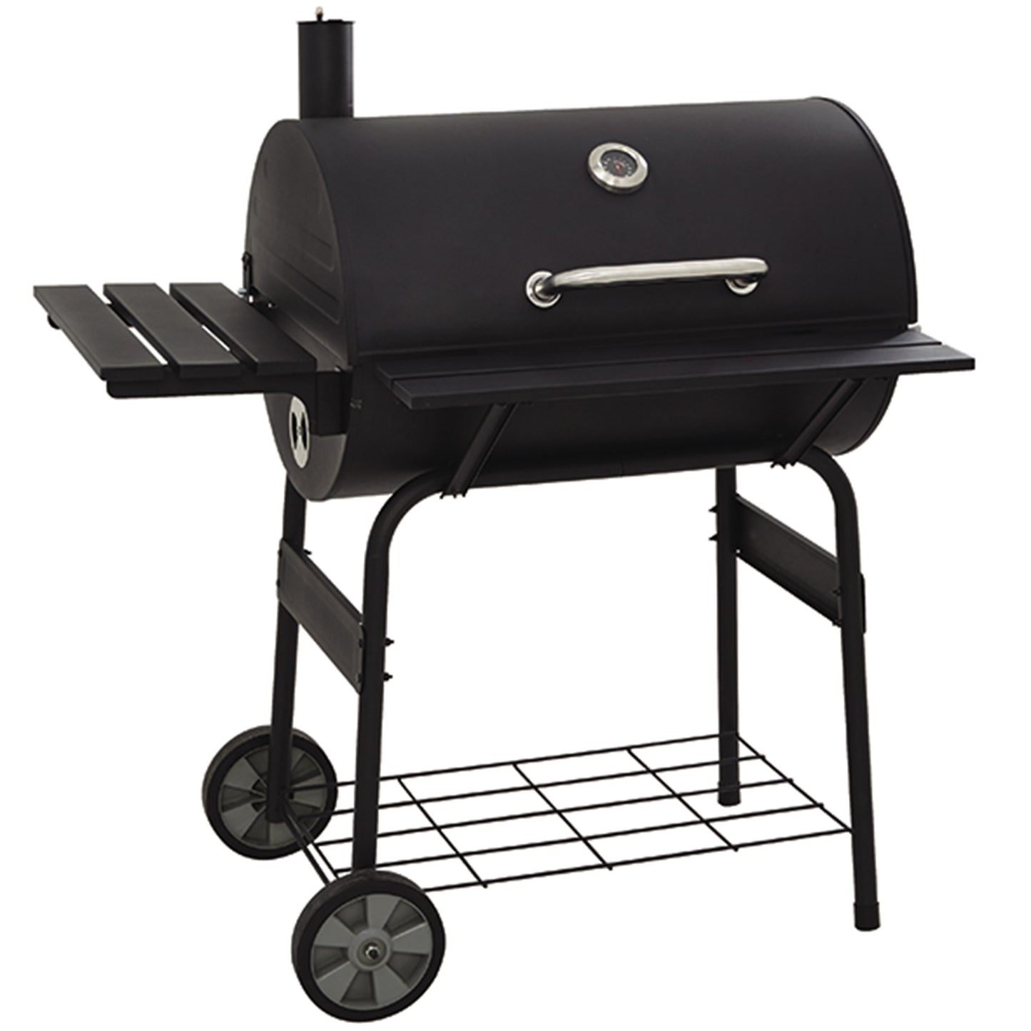 Stainless Steel Charcoal 30" Barrel BBQ Grill Barbecue Smoker for Outdoor Picnic,Black