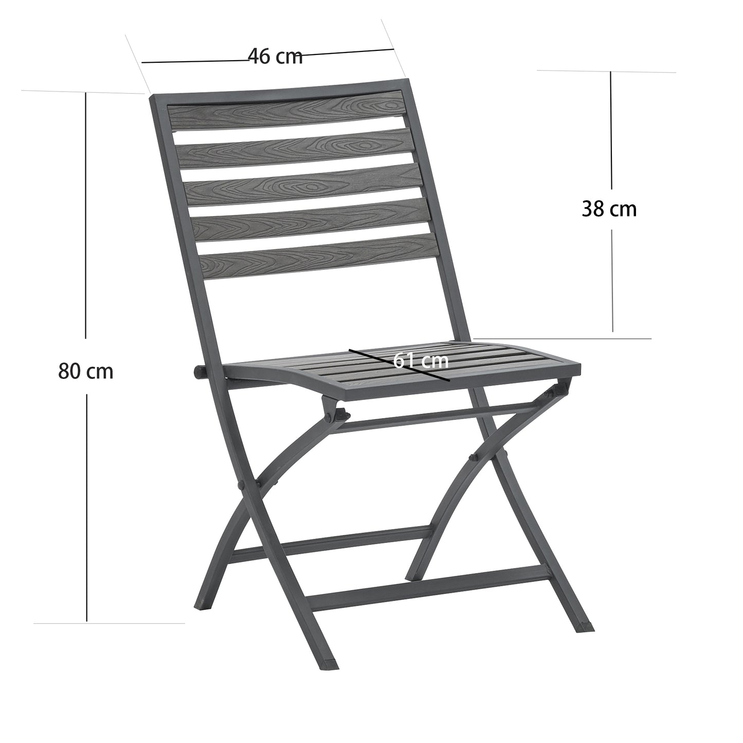 3-Piece All-Weather Folding Table and Chair Plastic Wood Outdoor