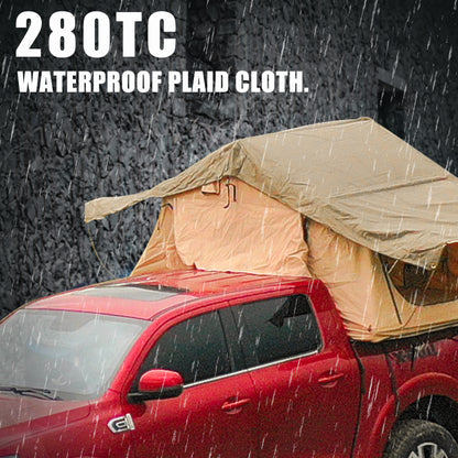 The roof tent with 280TC 2000 waterproof lattice cloth for using as a Camping Necessity A Mobile Home