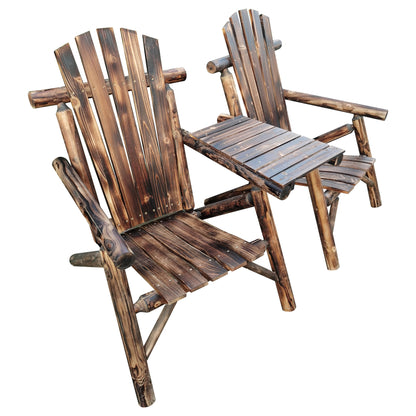 Solid wood antique porch loveseat with tray-table