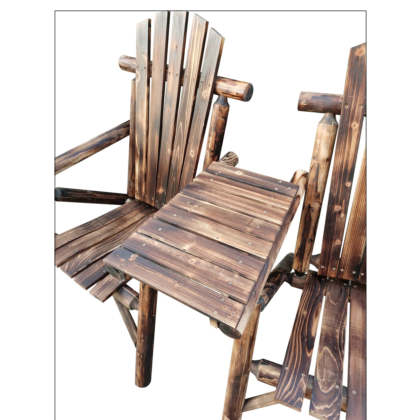 Solid wood antique porch loveseat with tray-table