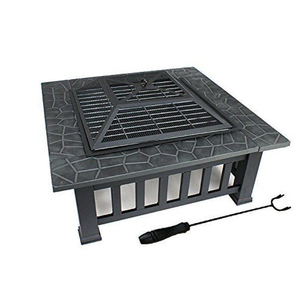 Charcoal Fire Pit with Cover-Antique Finish