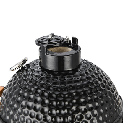 15 Inch Mini Kamado Grill Garden Ceramic Grills BBQ Smoker without Side Table-Matte black
