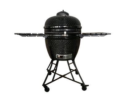 24inch Barbecue Charcoal Grill, Ceramic Kamado Grill with Side Table, Suitable for Camping and Picnic,Black