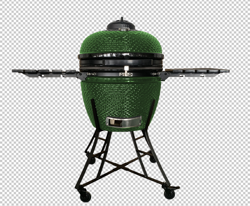 24inch Barbecue Charcoal Grill, Ceramic Kamado Grill with Side Table, Suitable for Camping and Picnic, GREEN