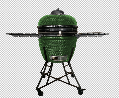 24inch Barbecue Charcoal Grill, Ceramic Kamado Grill with Side Table, Suitable for Camping and Picnic, GREEN