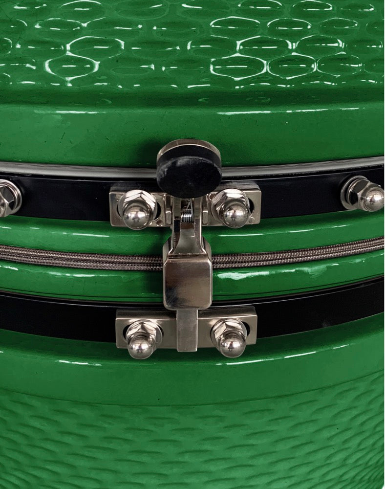 24inch Barbecue Charcoal Grill, Ceramic Kamado Grill with Side Table, Suitable for Camping and Picnic, GREEN