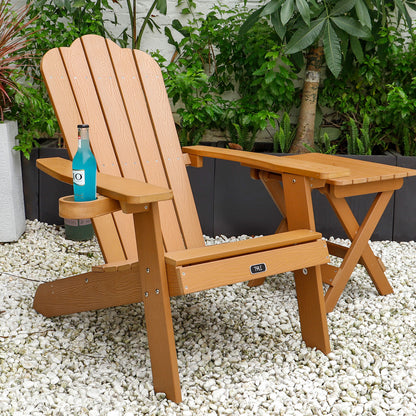 Portable Folding Plastic Wood Table for Outdoor Garden, Beach, Camping, Picnics Brown