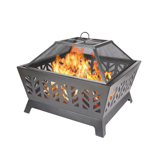 AJ Enjoy Wood burning fire pit in steel structure