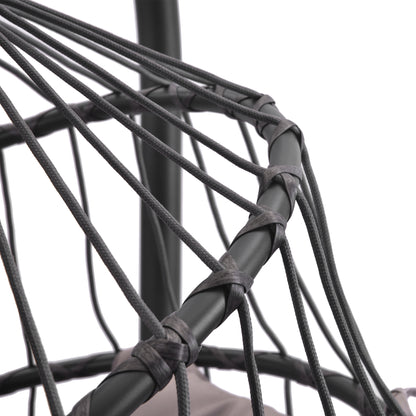 Hammock chair with stand, dark grey cushion, PE wicker rattan, aluminum frame