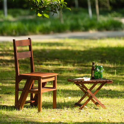 Pine Wood Folding Table, no assembly required (Square-Brown)