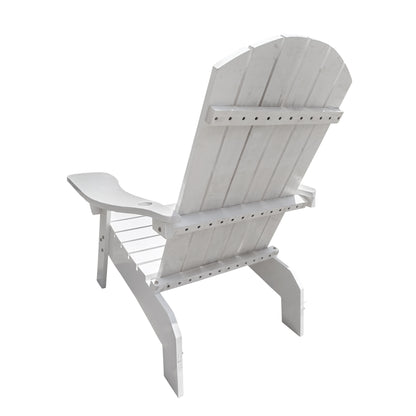Outdoor or indoor Wood Adirondack chair with an hole to hold umbrella on the arm, white