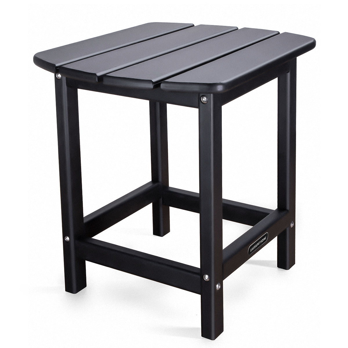 Outdoor Side Table, Weather Resistant Coffee End Table for Patio, Easy to Assemble (Rectangle - Black)