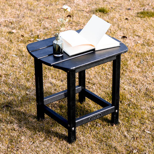 Outdoor Side Table, Weather Resistant Coffee End Table for Patio, Easy to Assemble (Rectangle - Black)
