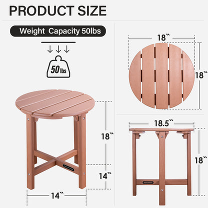 Outdoor Side Table, Round Weather Resistant Coffee End Table for Patio, Easy to Assemble (Round - Brown)