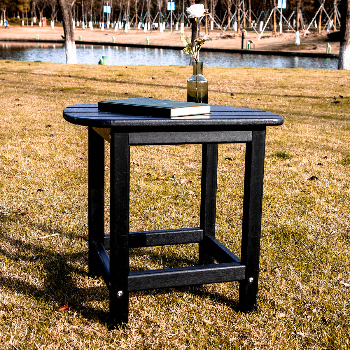 Outdoor Side Table, Weather Resistant Coffee End Table for Patio, Easy to Assemble (Rectangle - Black)