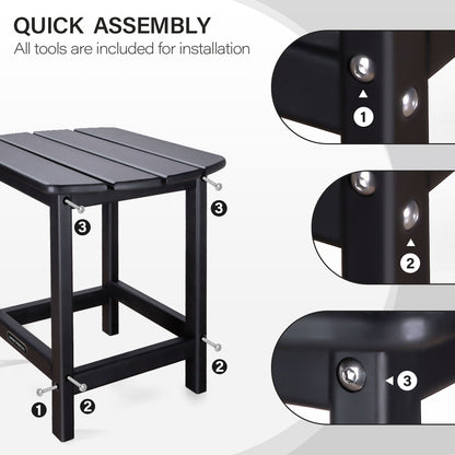 Outdoor Side Table, Weather Resistant Coffee End Table for Patio, Easy to Assemble (Rectangle - Black)