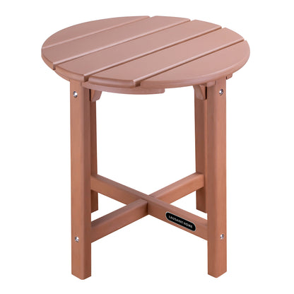 Outdoor Side Table, Round Weather Resistant Coffee End Table for Patio, Easy to Assemble (Round - Brown)