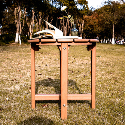 Outdoor Side Table, Round Weather Resistant Coffee End Table for Patio, Easy to Assemble (Round - Brown)