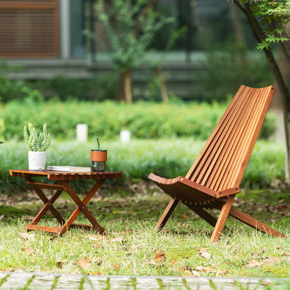 Pine Wood Folding Table, no assembly required (Square-Brown)