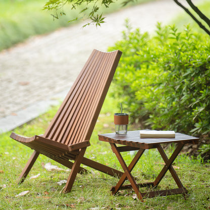 Pine Wood Folding Table, no assembly required (Square-Brown)