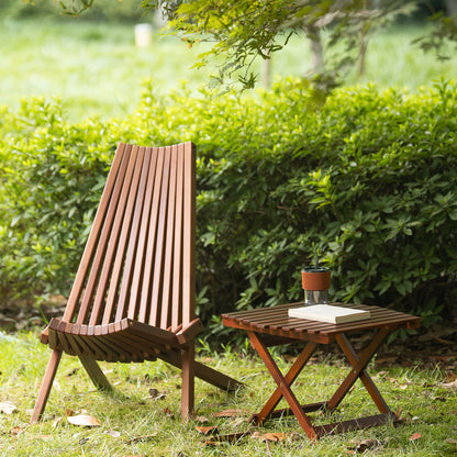 Pine Wood Folding Table, no assembly required (Square-Brown)