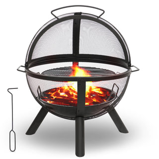 Fire pit ball with BBQ grill