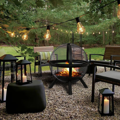 Fire pit ball with BBQ grill