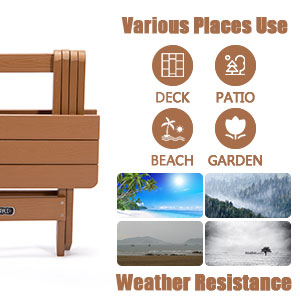 Portable Folding Plastic Wood Table for Outdoor Garden, Beach, Camping, Picnics Brown