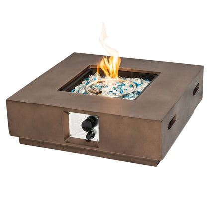 Patio Concrete Fire Pit Table Propane Fire Pit Patio Gas Fire Pit Table-Brown