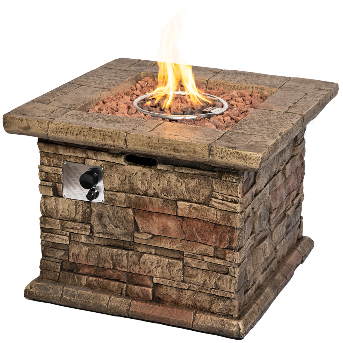 32-Inch Square Stonecast Propane Fire Pit | Outdoor Gas Fire Pit with 50,000 BTU | Weather-Resistant and Stylish