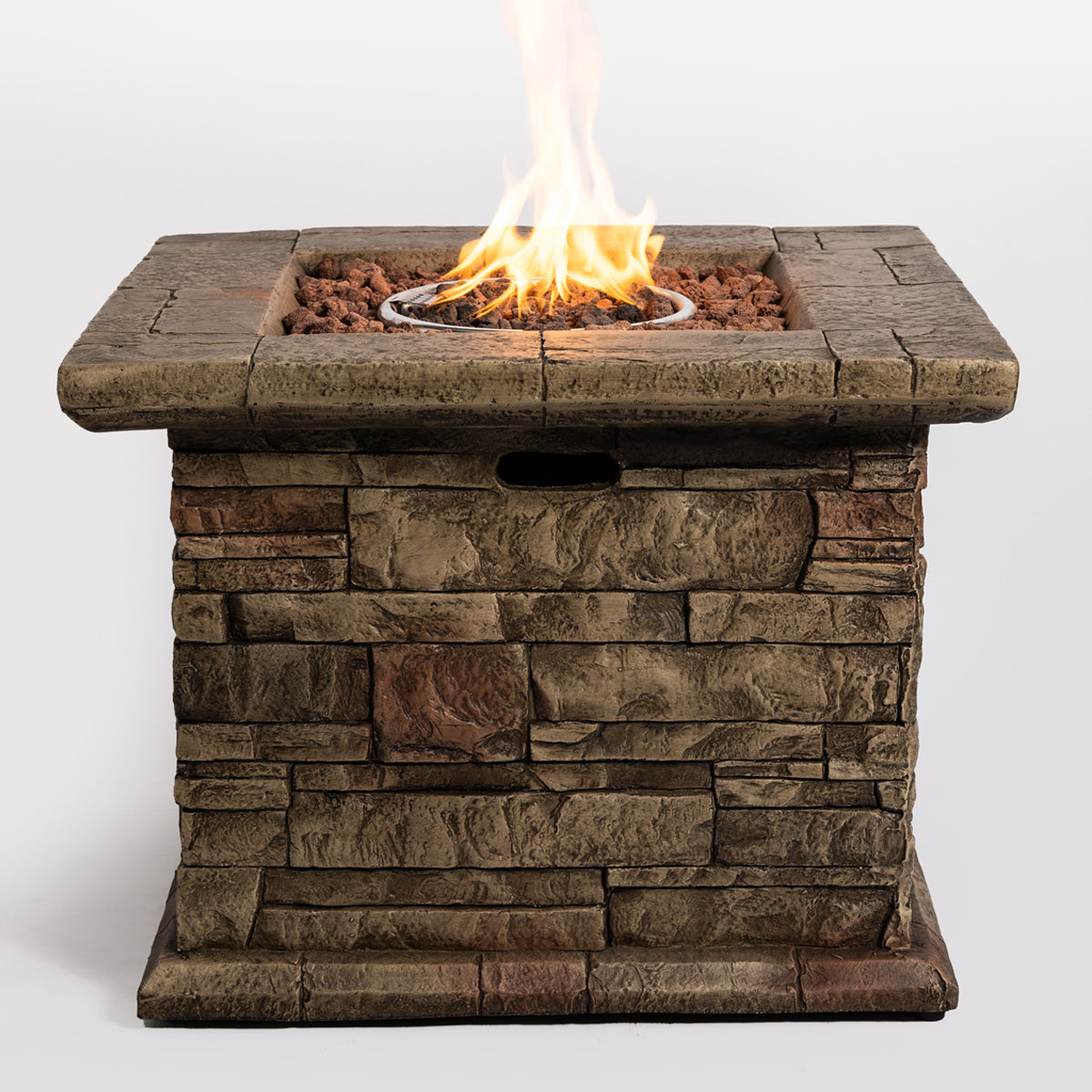 32-Inch Square Stonecast Propane Fire Pit | Outdoor Gas Fire Pit with 50,000 BTU | Weather-Resistant and Stylish