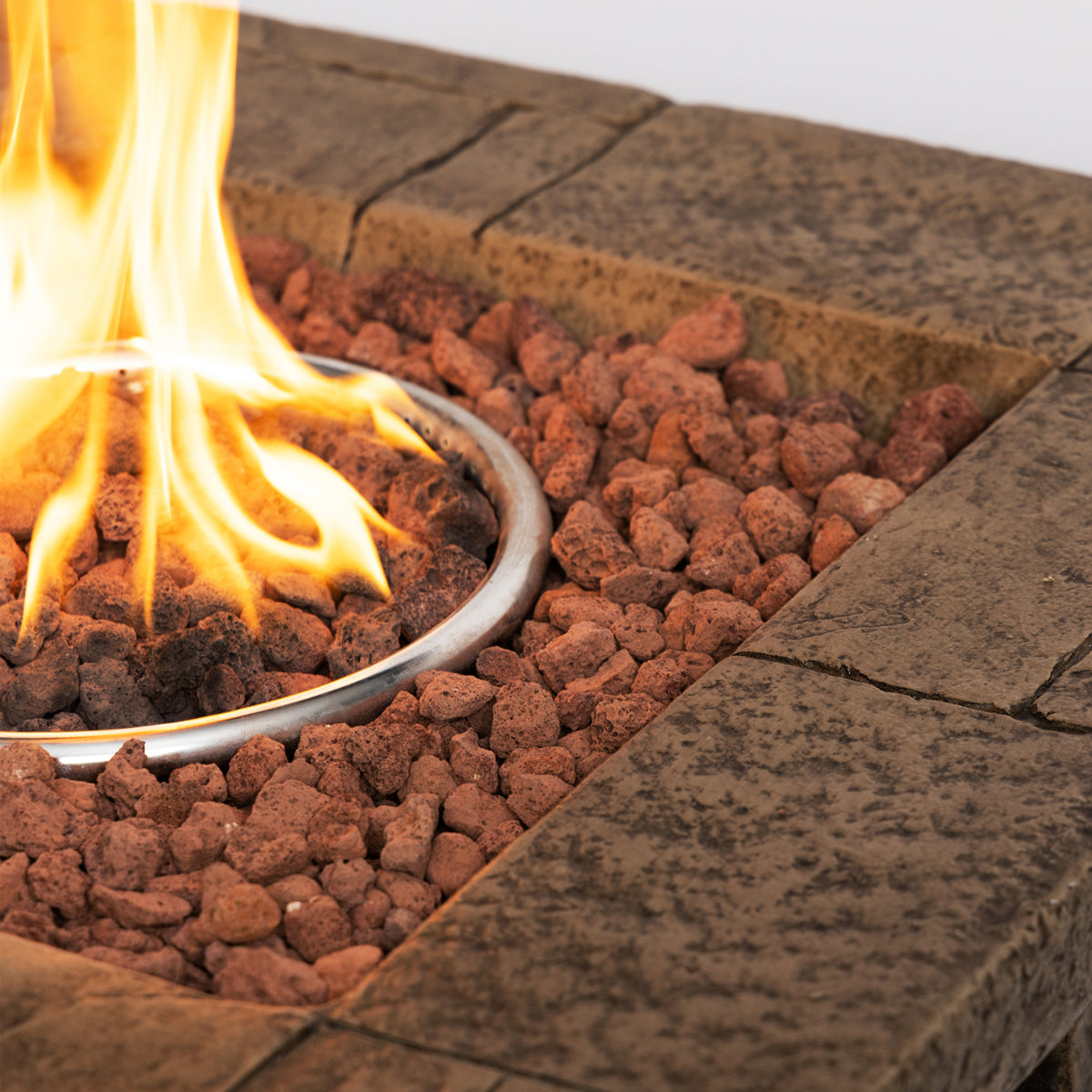 32-Inch Square Stonecast Propane Fire Pit | Outdoor Gas Fire Pit with 50,000 BTU | Weather-Resistant and Stylish